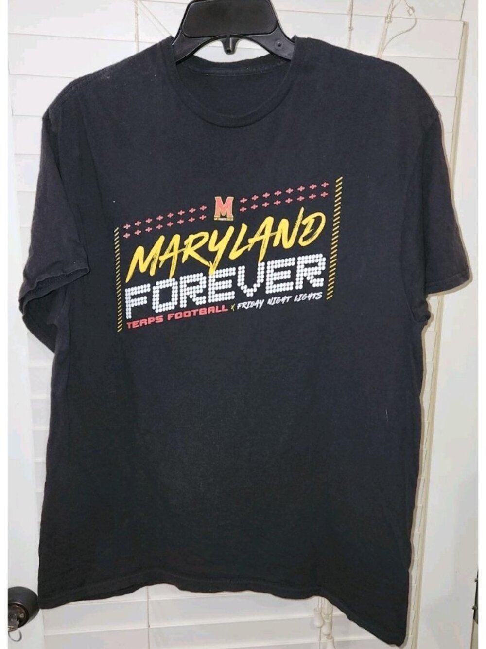 Maryland Terrapins tee Mens Large Black TERPS FOOTBALL FOREVER promo shirt
